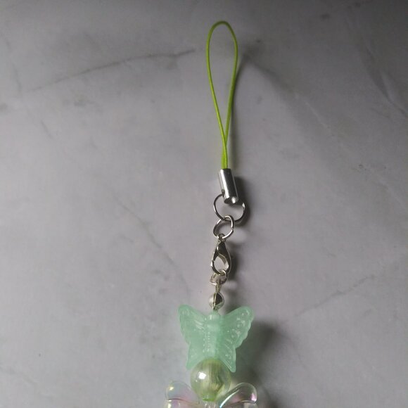 Fairycore Butterfly Star Charm Strap | Mint Green Beaded Phone & Bag Accessory - Picture 4 of 7